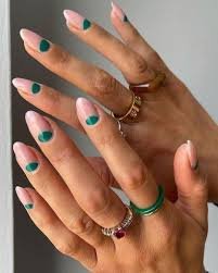 green French tip nails
